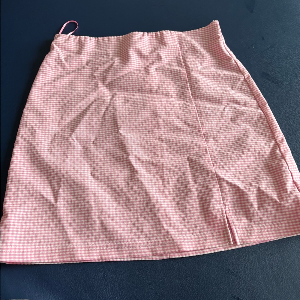 Topshop Pink and White A-Line Mini Skirt